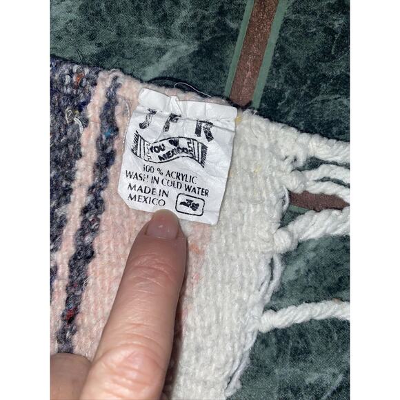 Mexican Blanket Pink, Grey and White, Falsa 50” X 63.5” JFR Made In Mexico - Picture 3 of 5